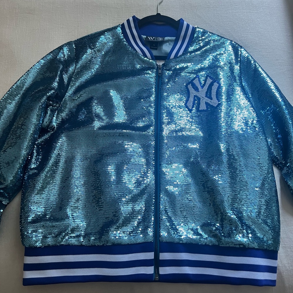 NWT Blue Sequin Jacket with Yankee Logo